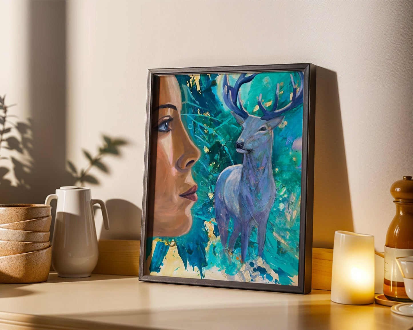 The Guardian of the Earth - White Deer - Original Mixed Media Painting