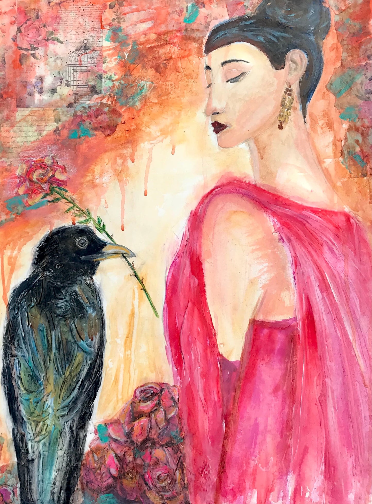 Unnoticed Love - Raven & Rose Art - Original Mixed Media Painting