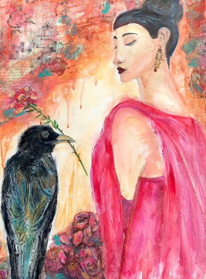 Unnoticed Love - Raven & Rose Art - Original Mixed Media Painting