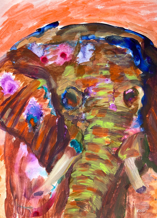 Elefanti – Be Carried on Your Path - Elephant Spirit Art - Original Mixed Media Painting