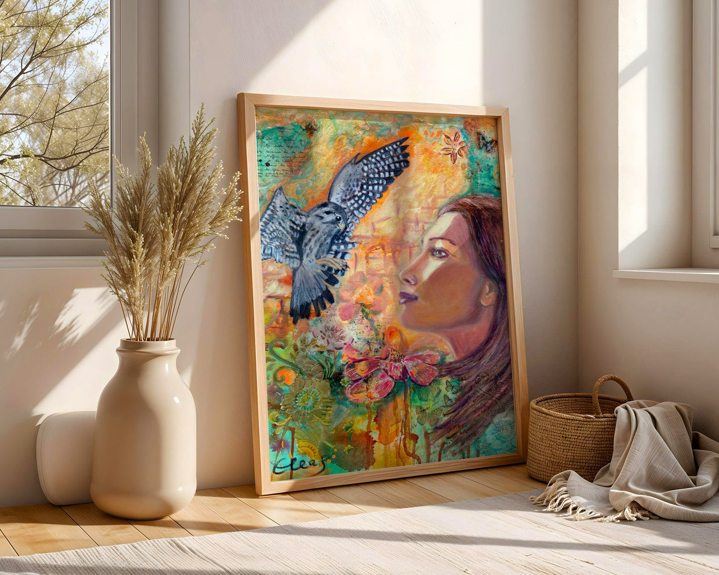 Find Your Inner Strength - Falcon & Woman - Fine Art Print