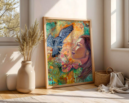 Find Your Inner Strength - Falcon & Woman - Fine Art Print