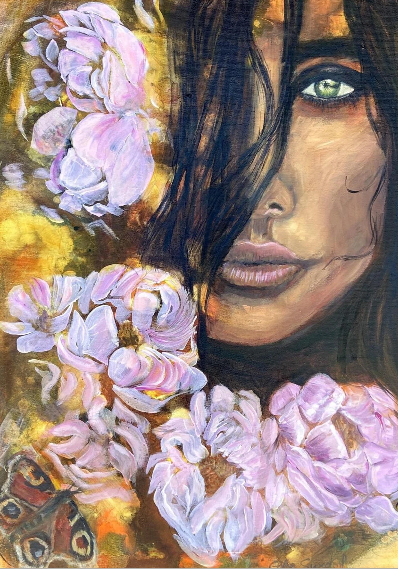 Honor Yourself with Flowers - Original Mixed Media Painting
