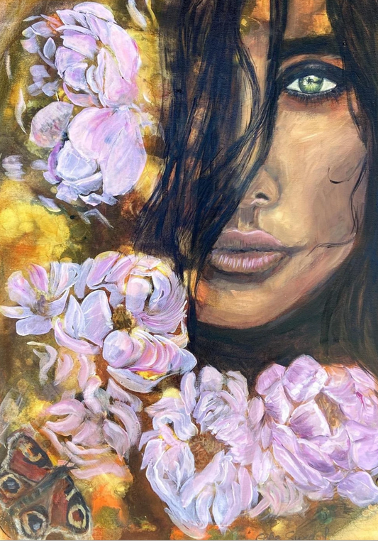 Honor Yourself with Flowers - Original Mixed Media Painting