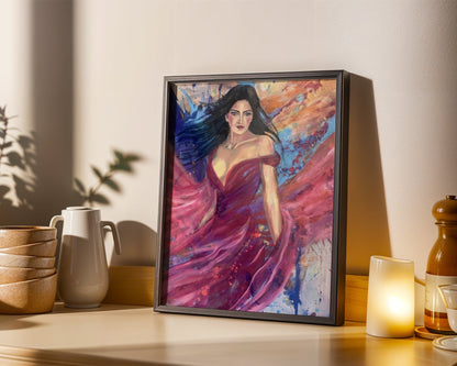 Lady in Red - Feminine Strength Art - Original Mixed Media Painting