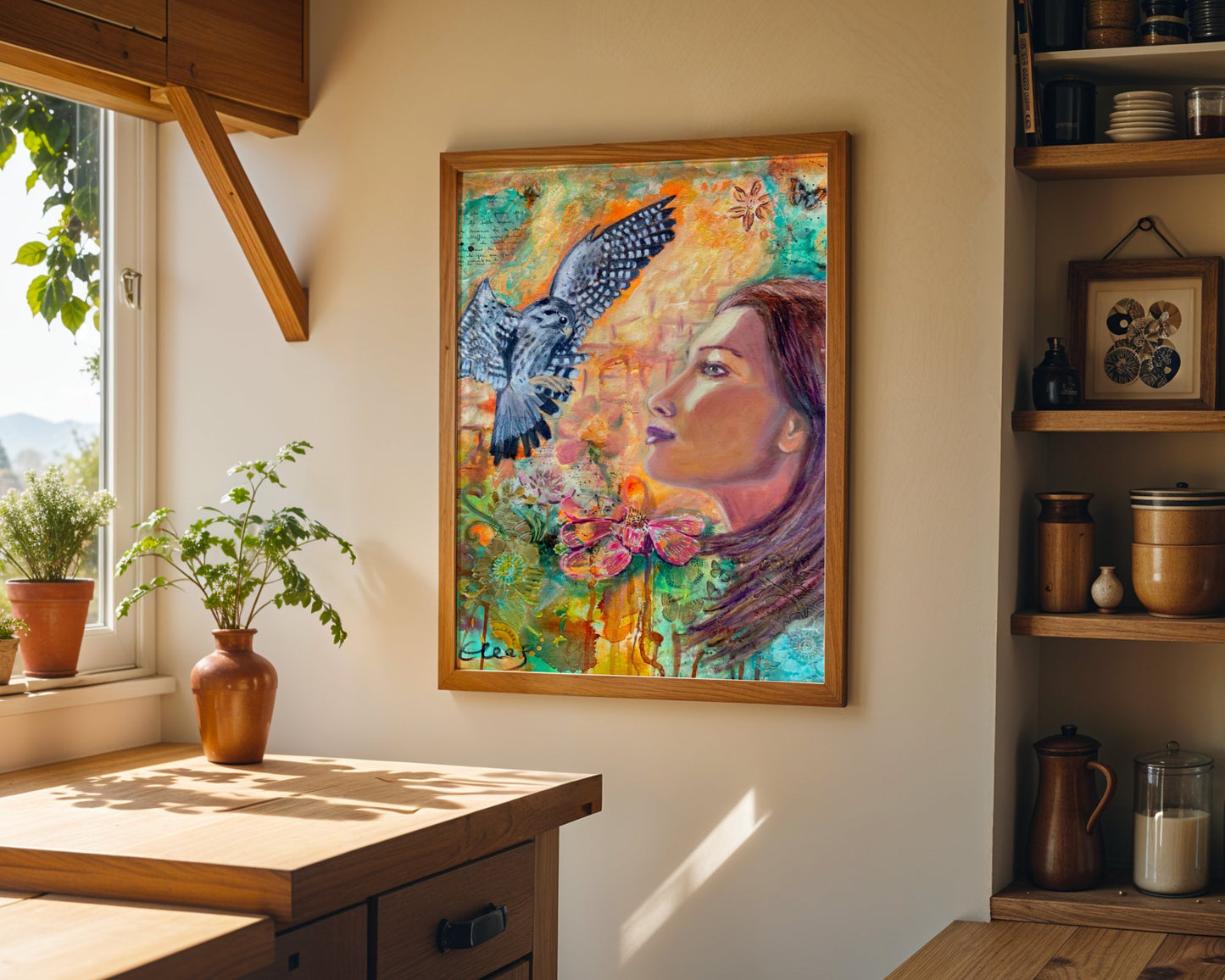 Find Your Inner Strength - Falcon & Woman - Fine Art Print