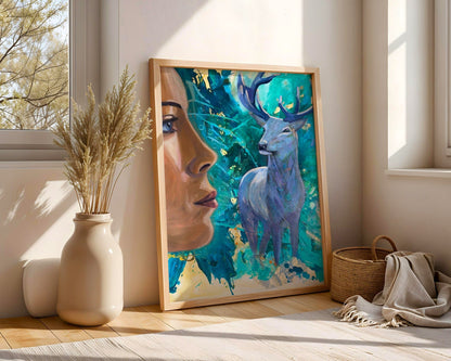 The Guardian of the Earth - White Deer - Original Mixed Media Painting